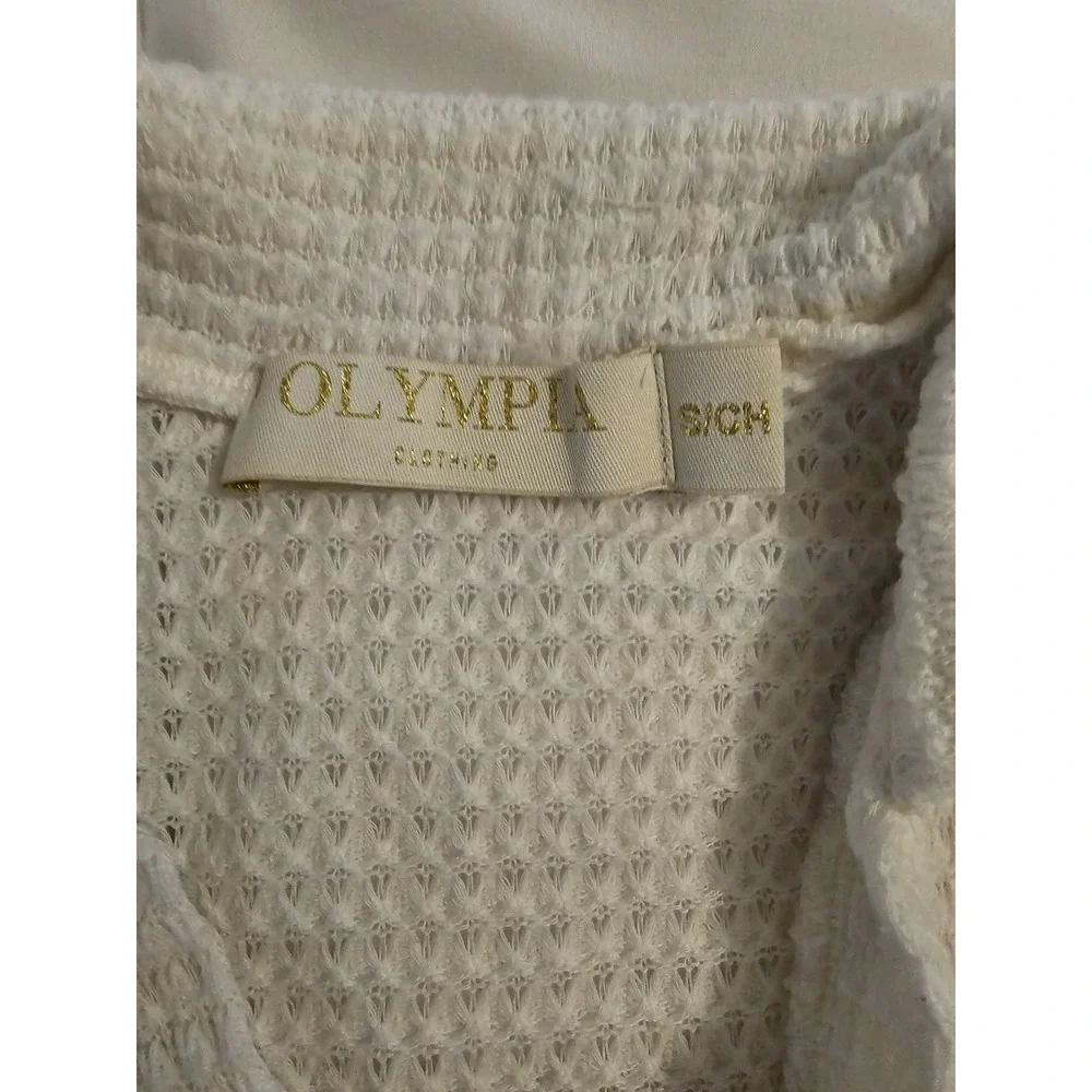 Olympia Clothing Womens Small Cream Knit Sweater Vest Sleeveless Collared‎